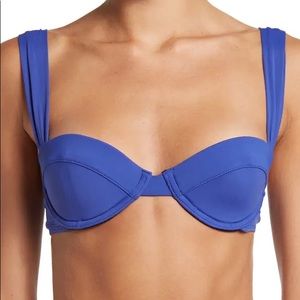 WeWoreWhat Wide Strap Underwire Bikini Top- Sapphire Blue